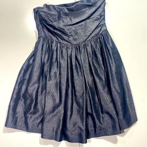 Shoshanna Blue Metallic Strapless Cocktail Dress With Boning/Lined Size‎ 12